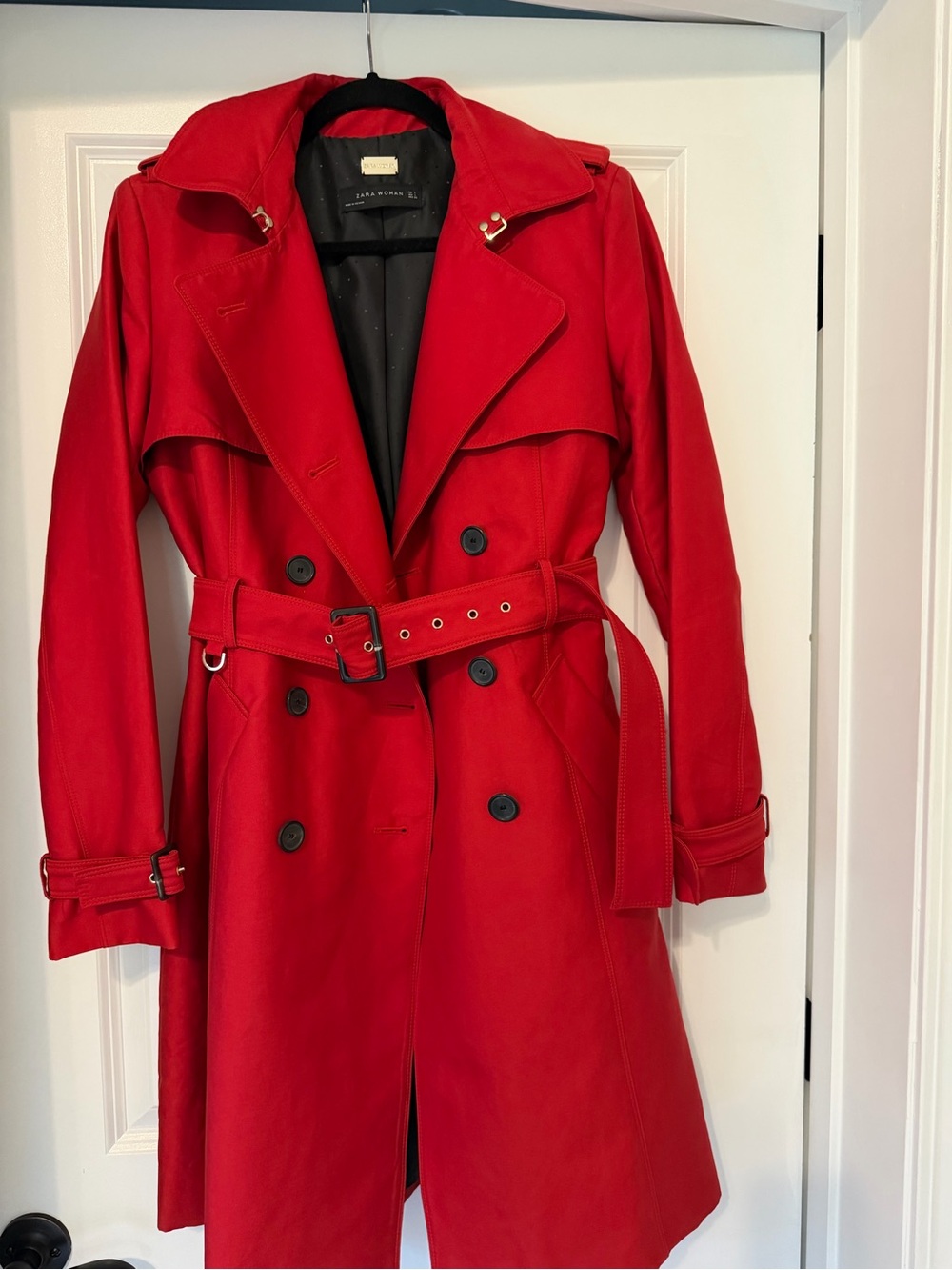 Zara Red Trench Coat - Classic Double-Breasted Women's Trench